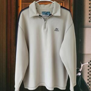 Y2K Vintage Big Dogs Men's XL Beige 1/4 Zip Pullover Sweatshirt Streetwear vtg
